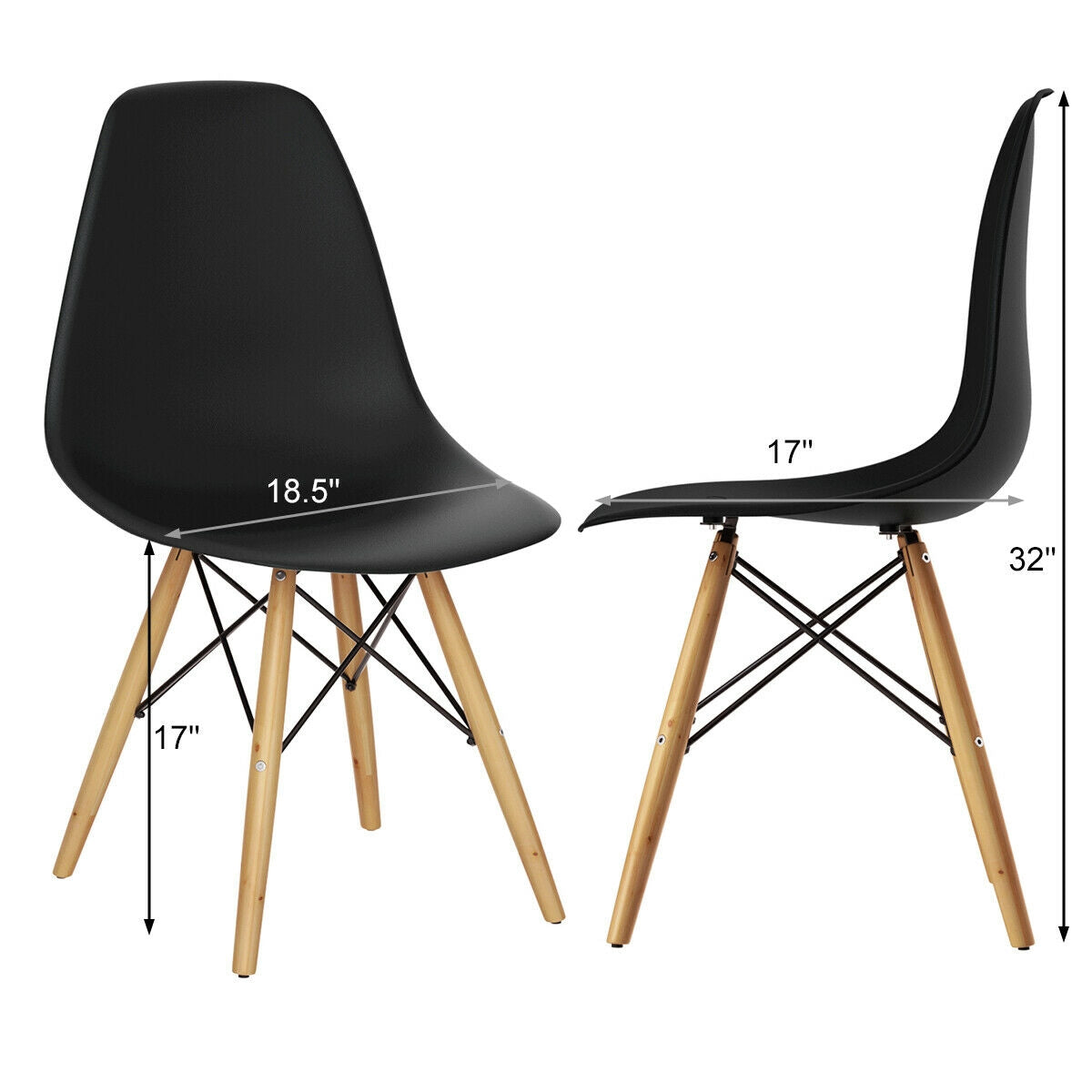 Mid-Century Modern Dining Side Chair Set of 2