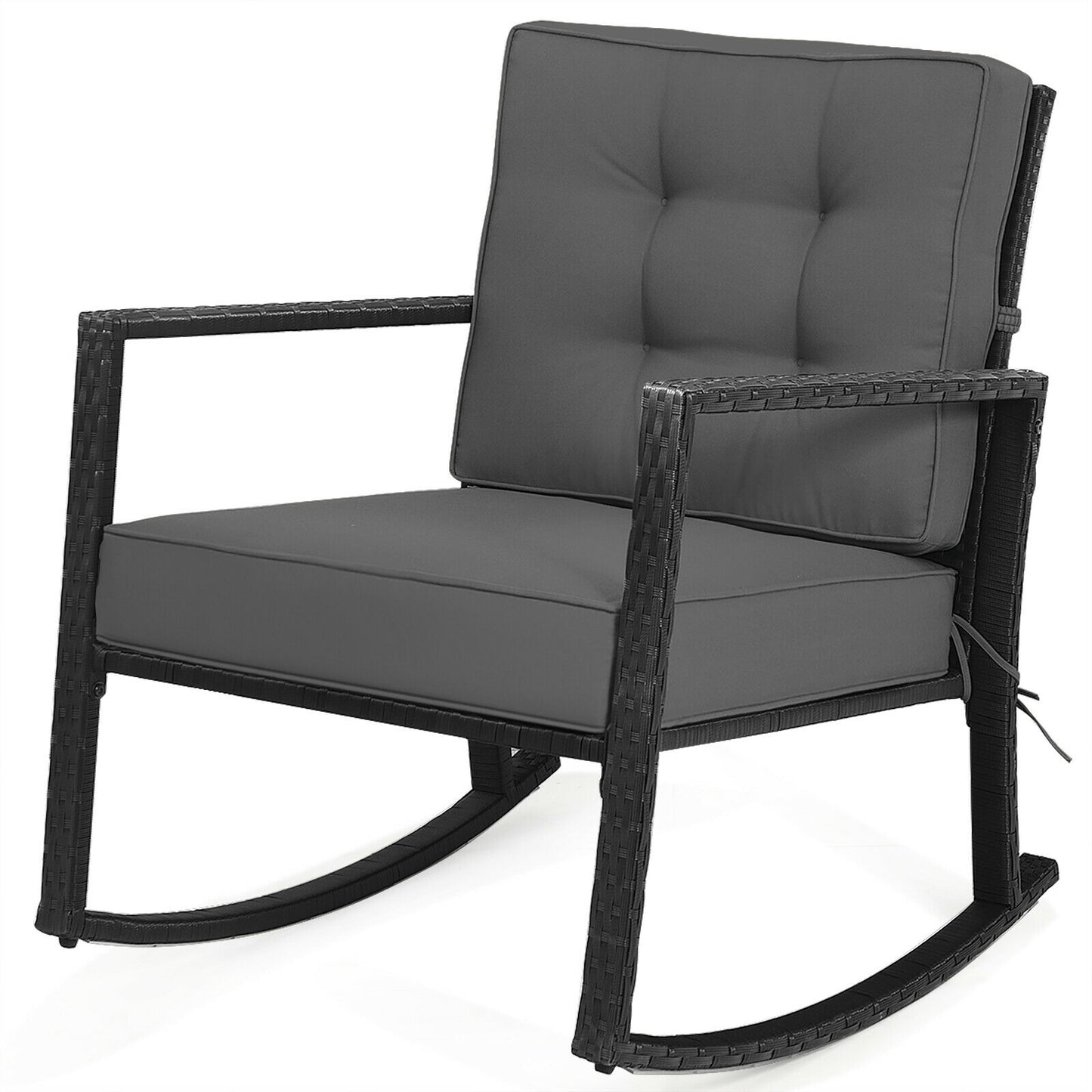 Rattan Rocking Chair with Cushion for Patio