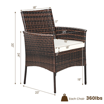 Outdoor PE Rattan Armchairs Set with Removable Cushions