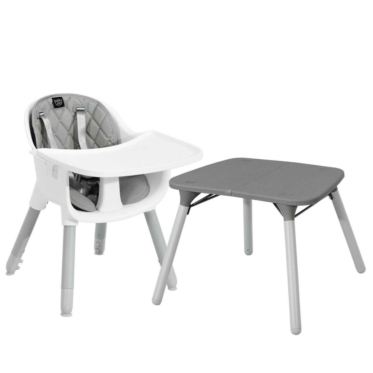 4-in-1 Convertible Baby High Chair with PU Cushion