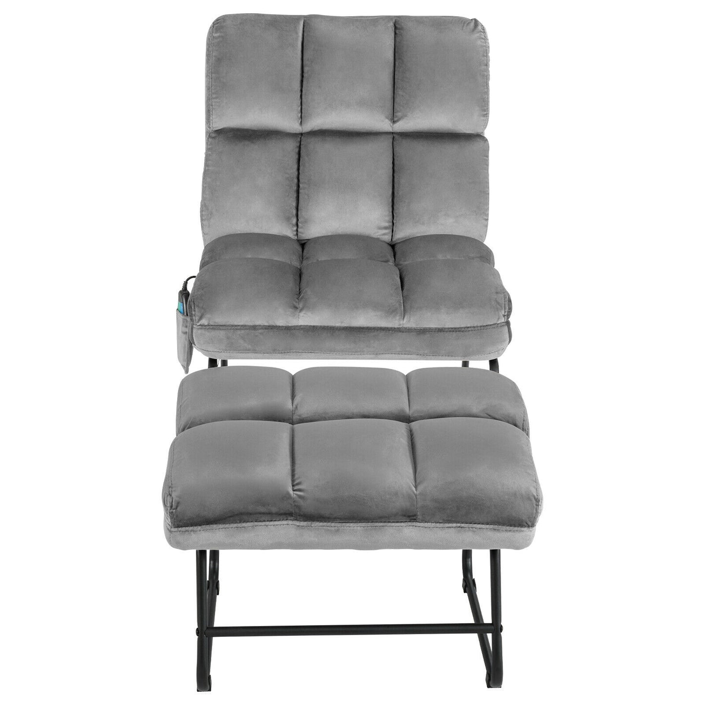 Velvet Massage Recliner Chair with Ottoman and Remote Control