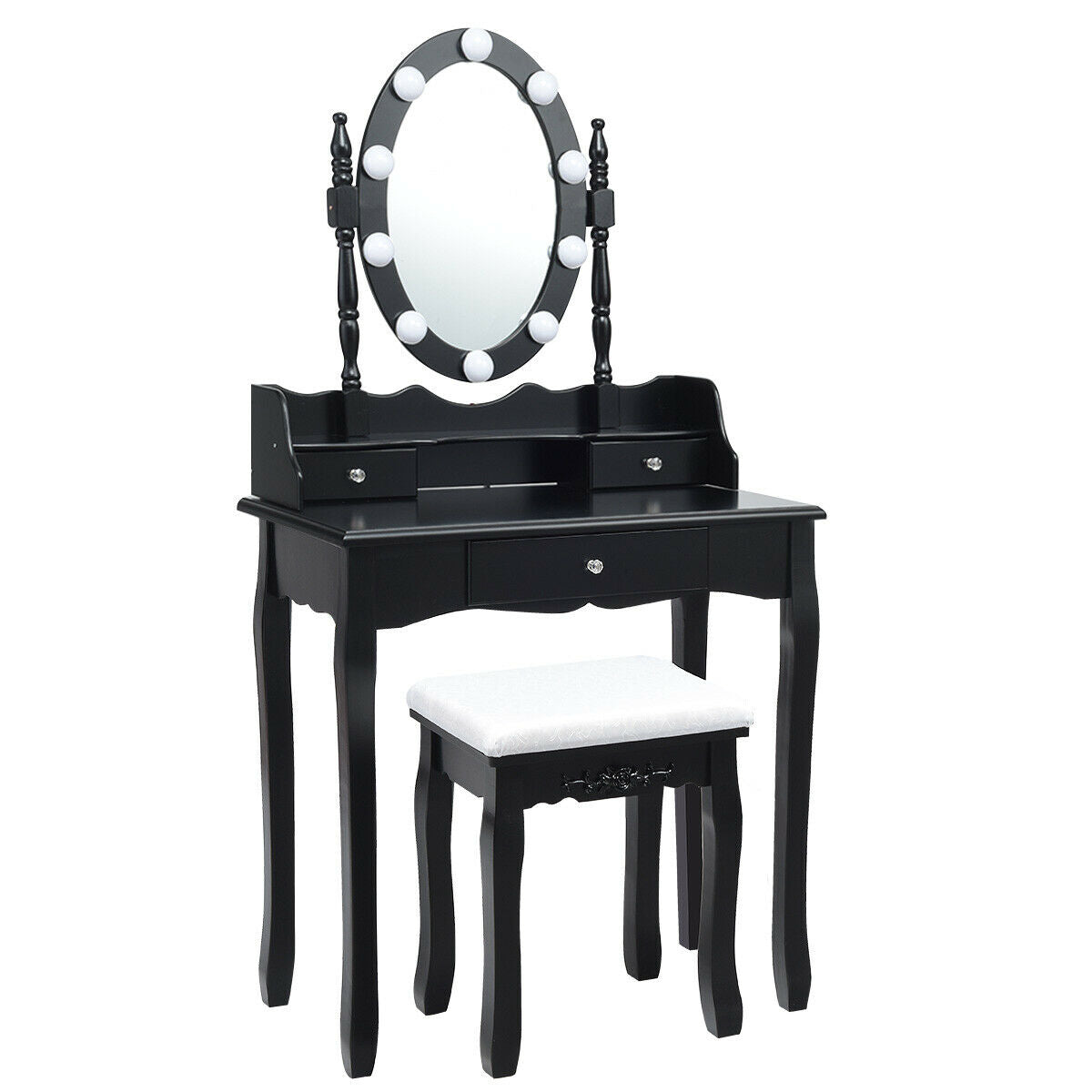 Makeup Vanity Set with LED Lighted Mirror and 3 Drawers