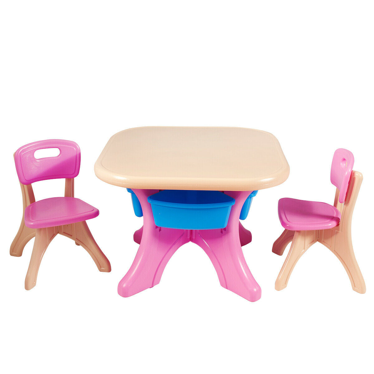 Kids Table and Chair Set with Storage Drawers - 3 Piece