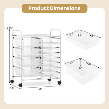 12-Drawer Utility Rolling Cart with Drawers Multi-Use Storage