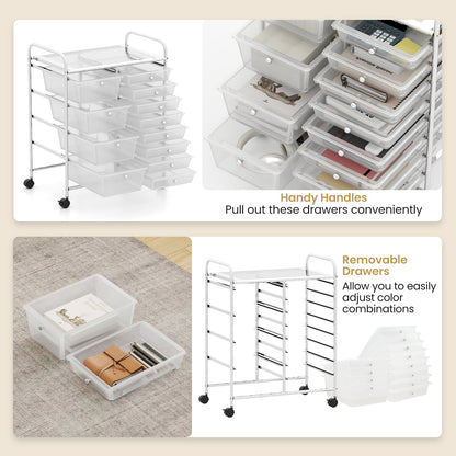 12-Drawer Utility Rolling Cart with Drawers Multi-Use Storage