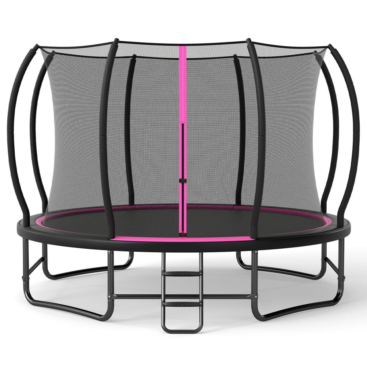 12 FT Outdoor Trampoline with Safety Enclosure Net - Pink