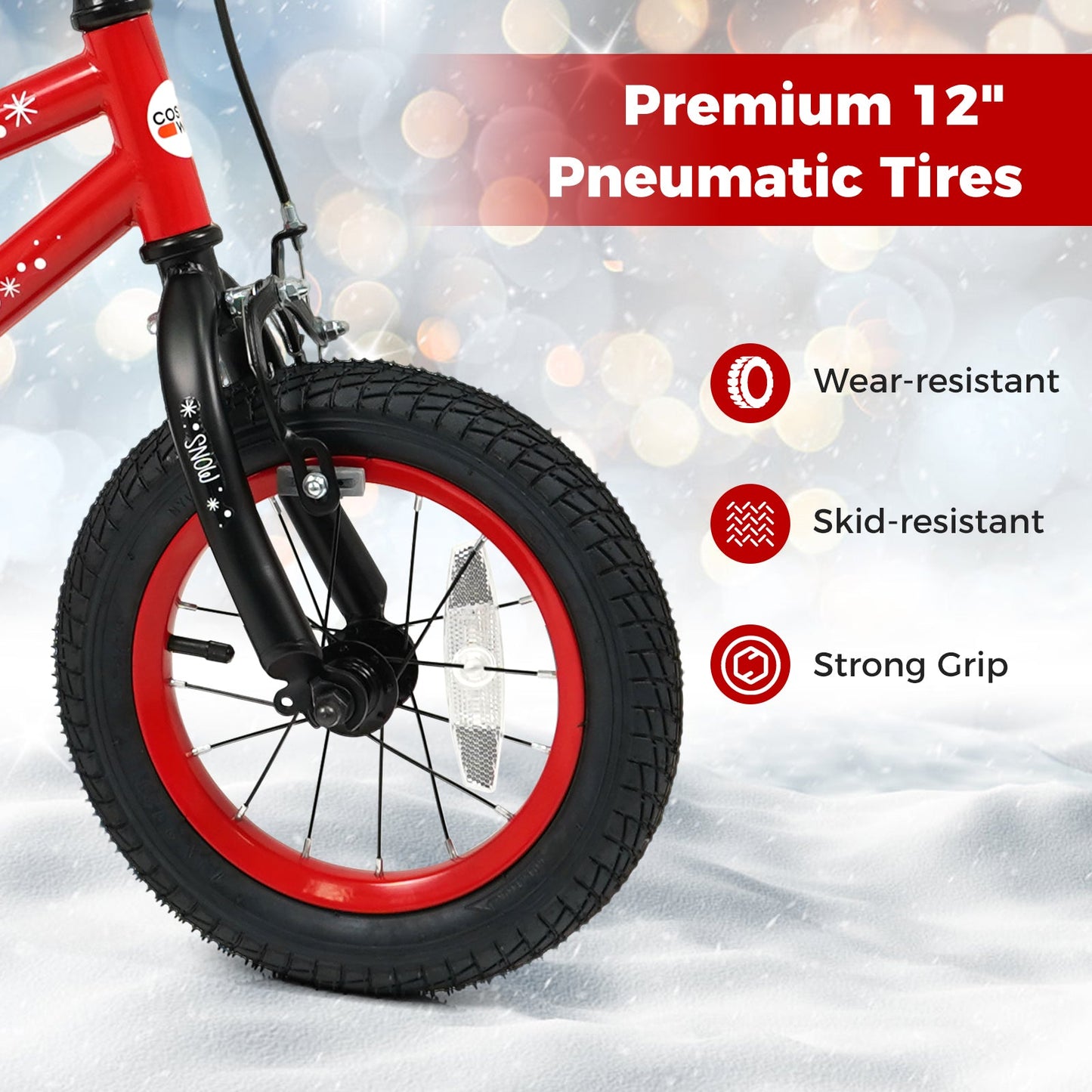 Kids Bike 12-18 Inch with Training Wheels & Christmas Music