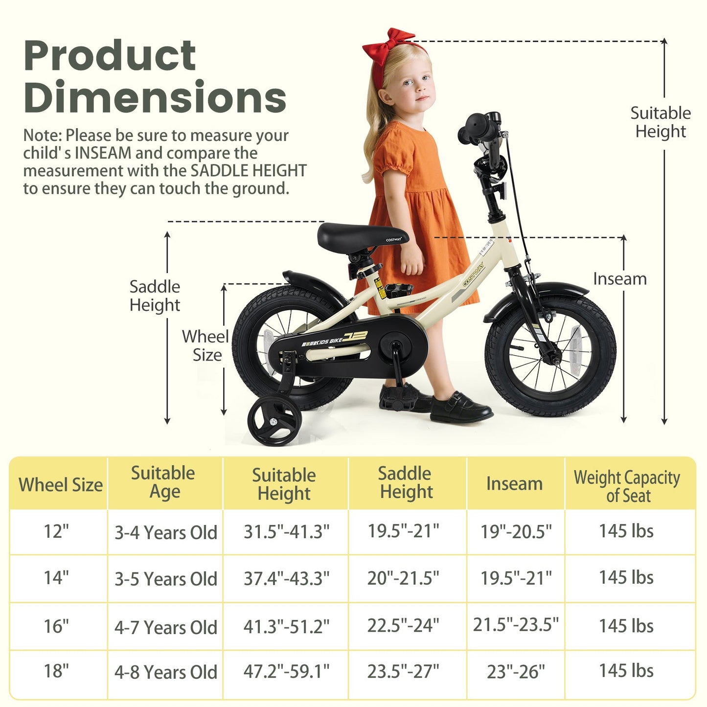 14 Inches Kids Bike Sport Bicycle with Removable Training Wheels