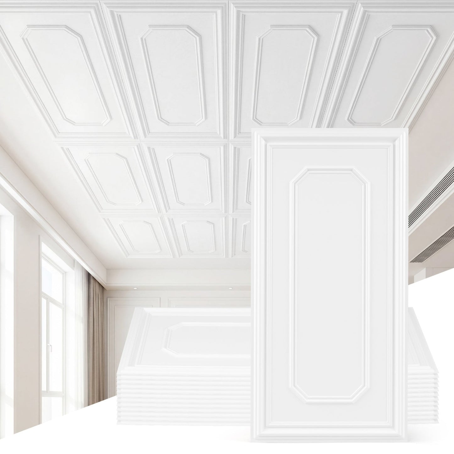 24 Pieces Ceiling Tiles Decorative PVC Ceiling Covering Panels
