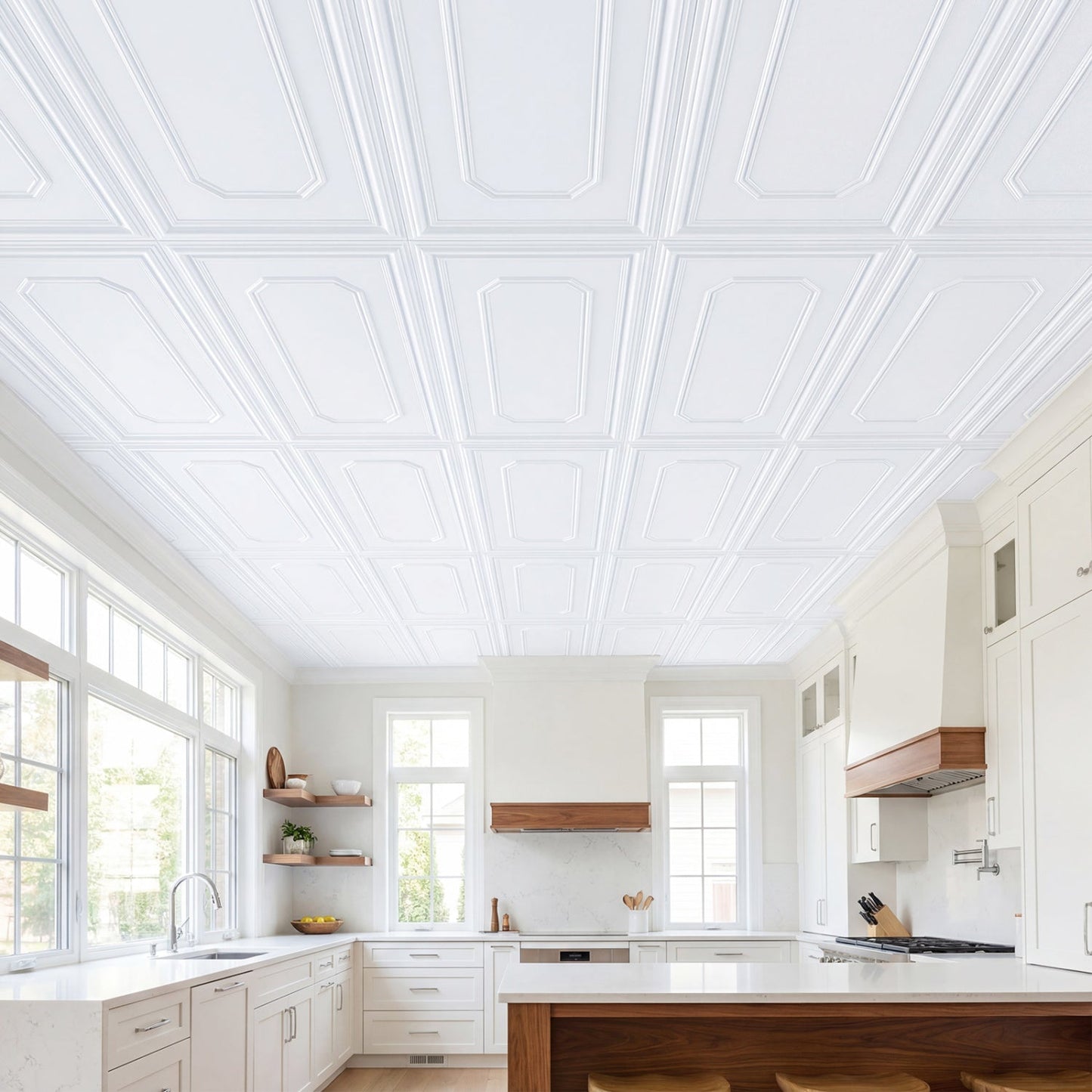 24 Pieces Ceiling Tiles Decorative PVC Ceiling Covering Panels