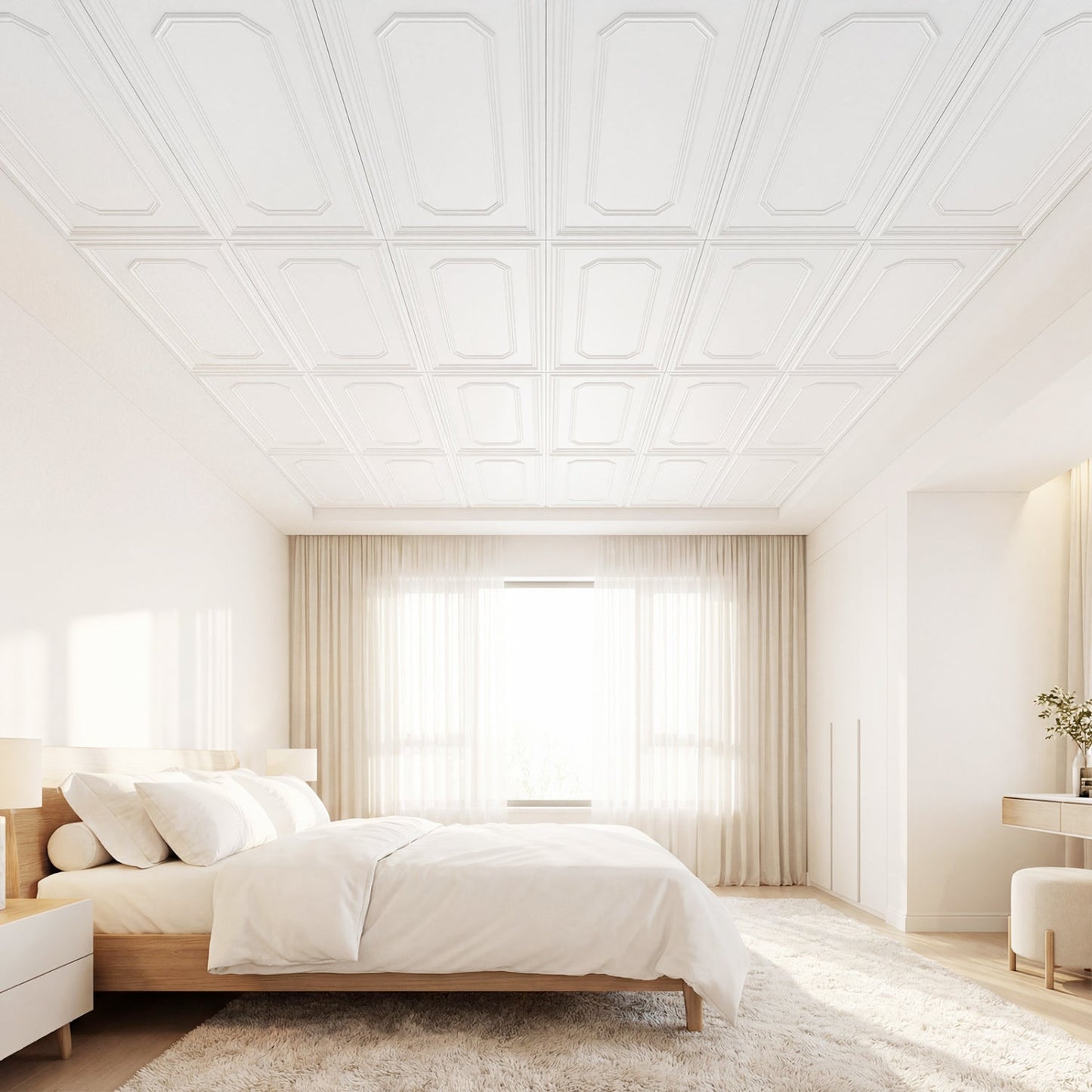 24 Pieces Ceiling Tiles Decorative PVC Ceiling Covering Panels