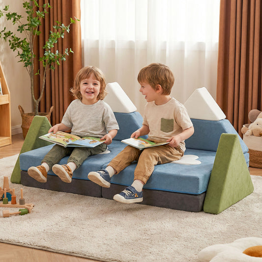 12-Piece Modular Kids Play Couch - Snow Mountain Theme