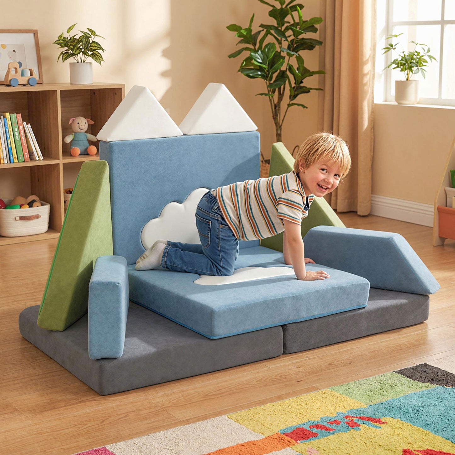 12-Piece Modular Kids Play Couch - Snow Mountain Theme