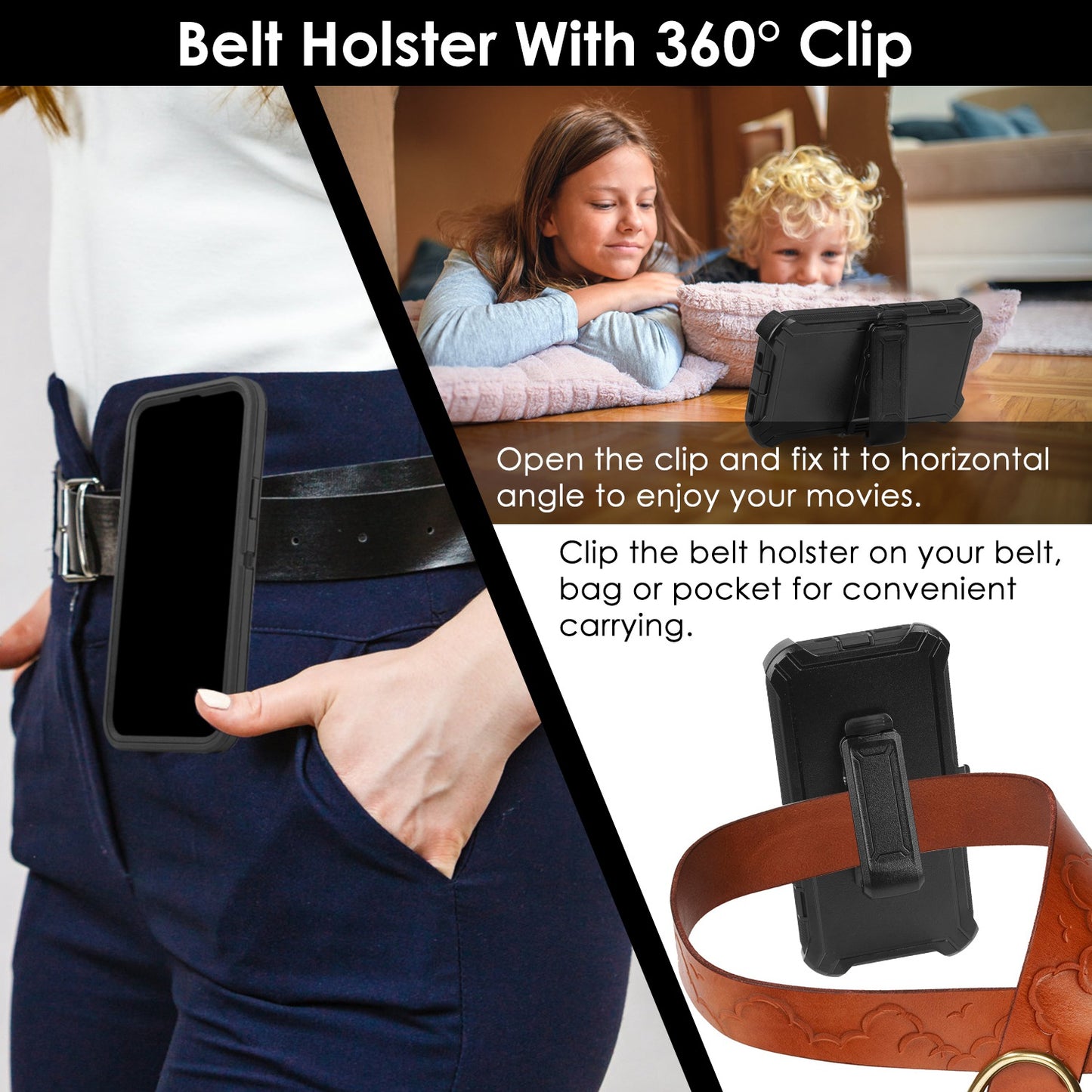 Heavy Duty Phone Case with Belt Clip for iPhone 12-14 Series