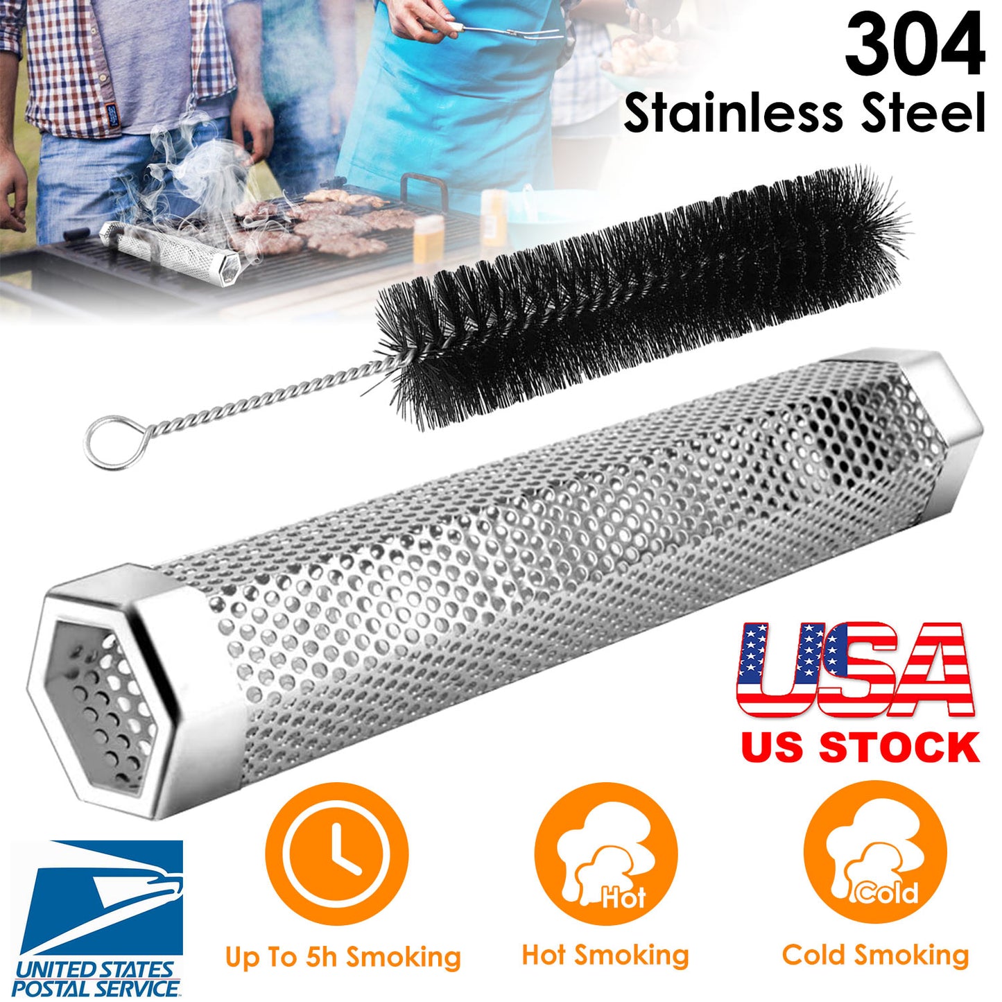 Pellet Smoker Tube 12 Inch Hexagonal Stainless Steel