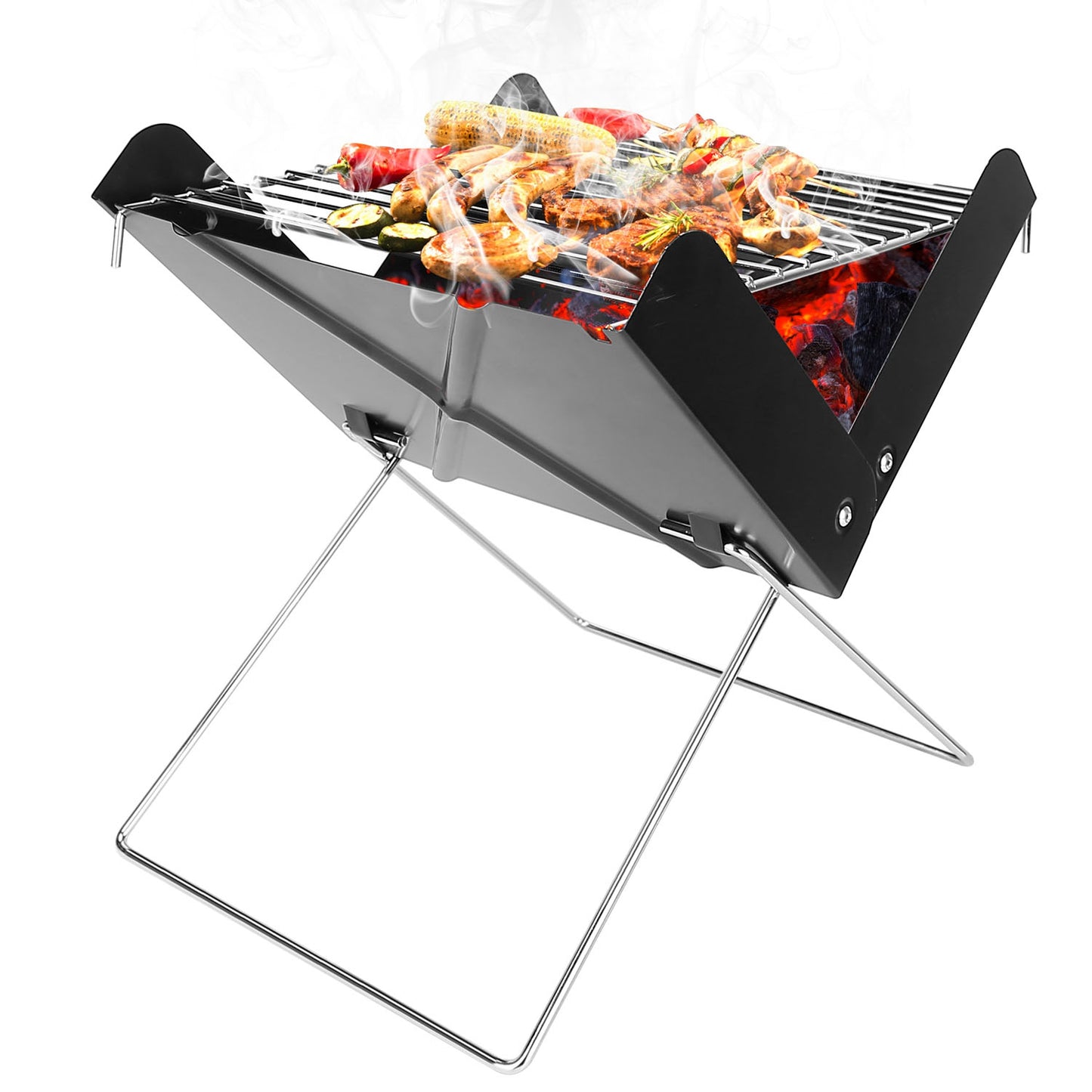 Foldable Charcoal BBQ Grill - Portable X-Shape Design