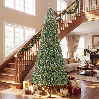 12ft Artificial Christmas Tree with 4188 Branch Tips Realistic Full Spruce Xmas Tree