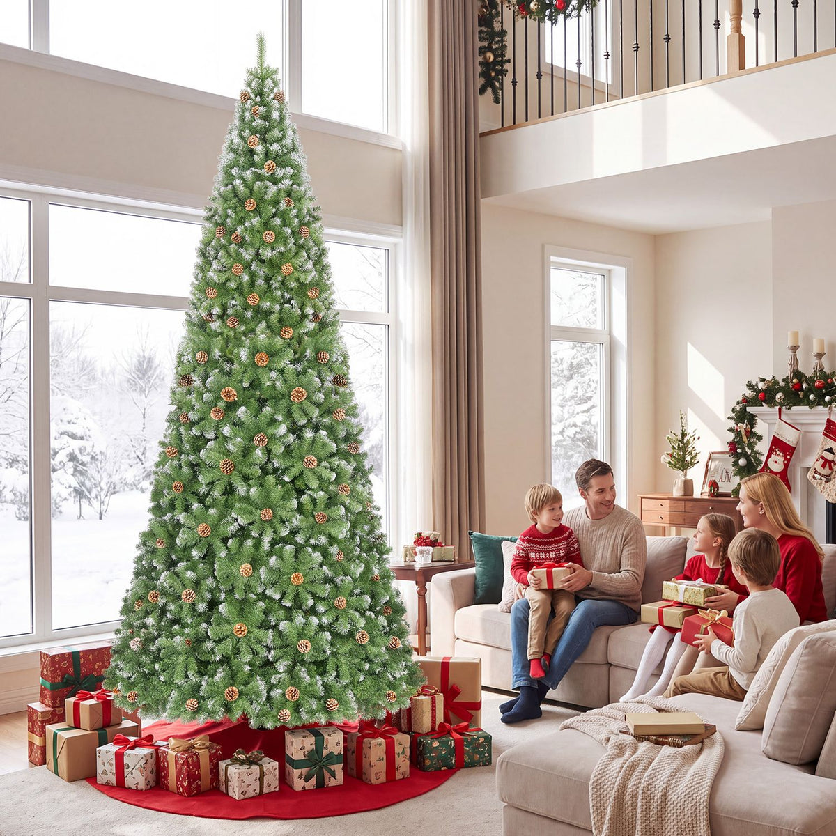 12ft Artificial Christmas Tree with 4188 Branch Tips Realistic Full Spruce Xmas Tree