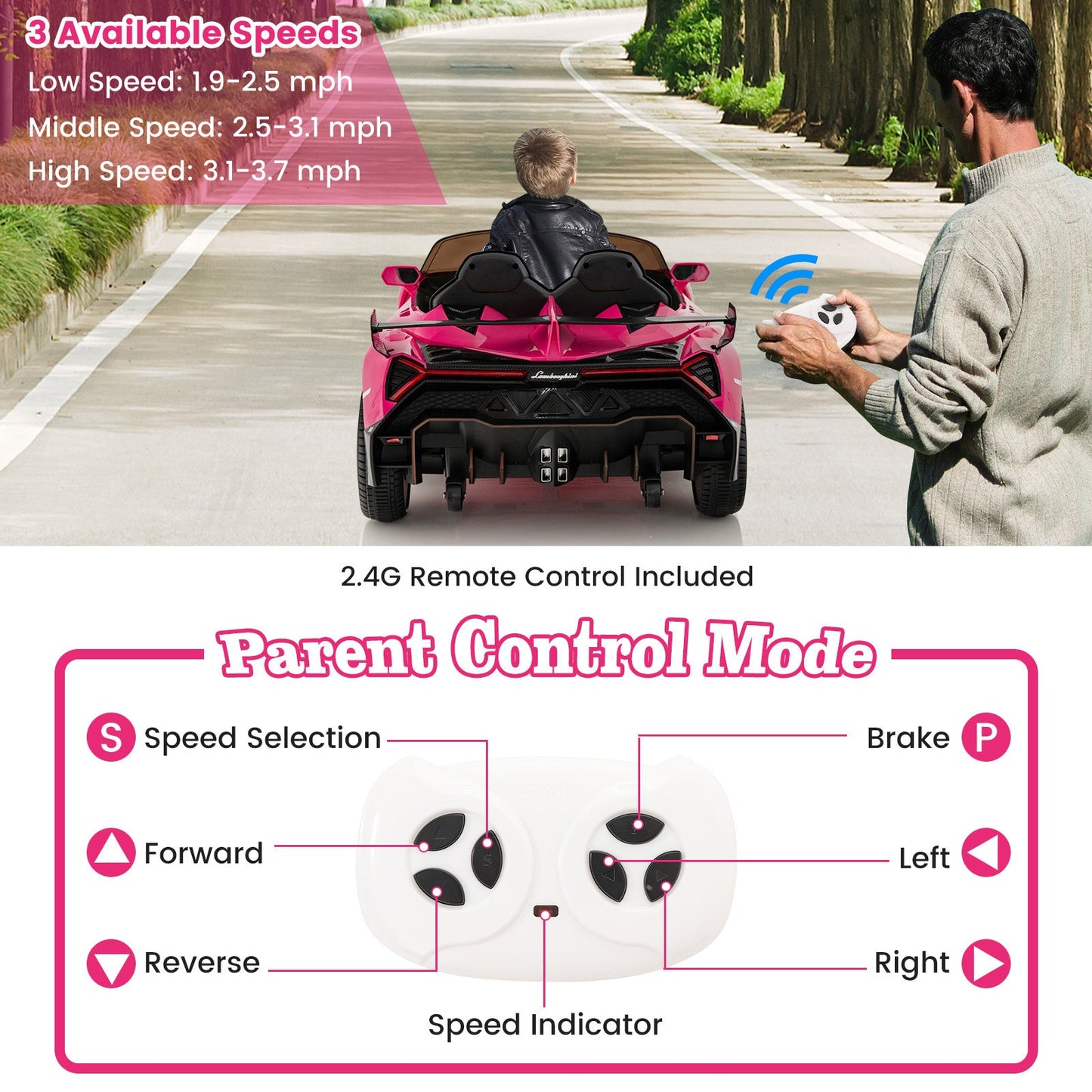 12V Licensed Lamborghini 4WD Kids Ride-on Sports Car with 2.4G Remote