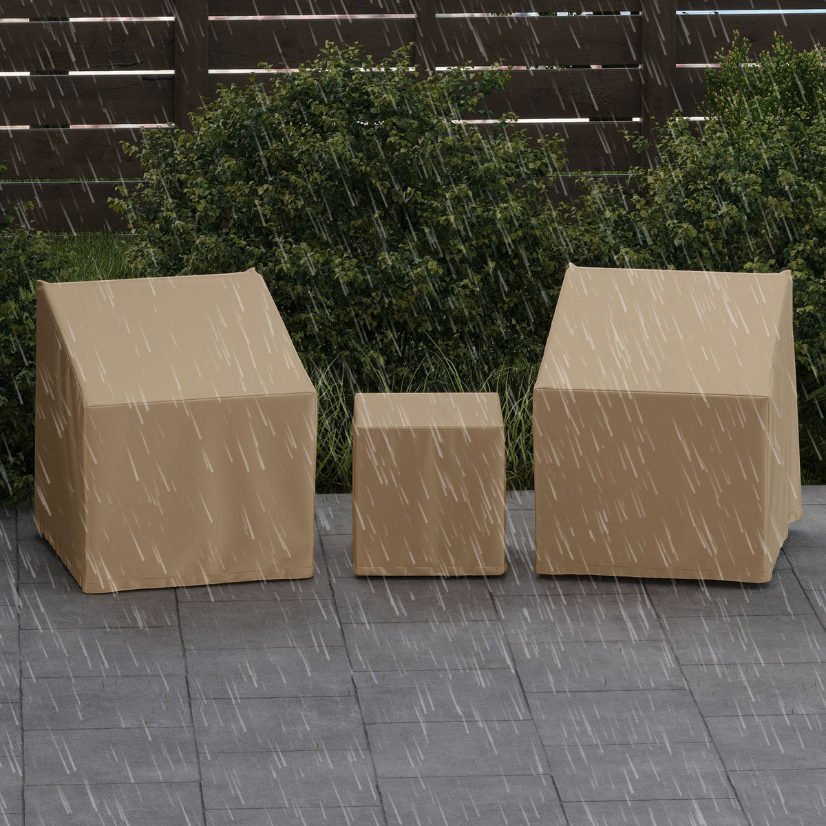 Patio Furniture Covers Waterproof Outdoor Conversation Covers for 3 Pieces Bistro Set-Beige