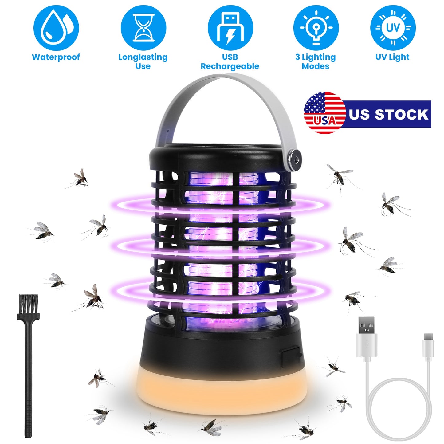 Rechargeable Bug Zapper Light with 3 Lighting Modes