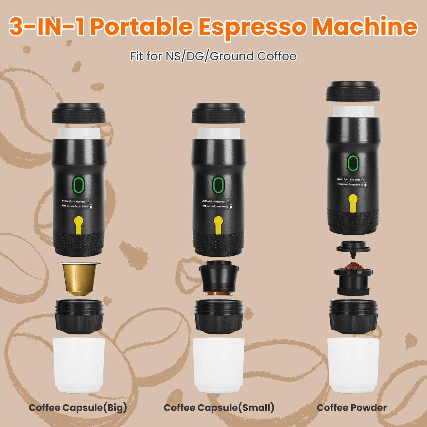 Portable Electric Espresso Machine with 7500mAh Battery