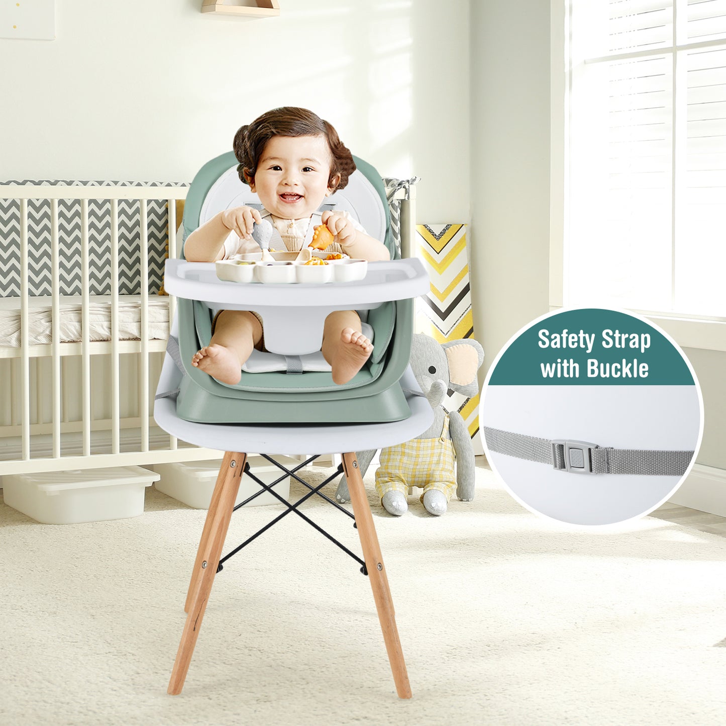 6-in-1 Convertible High Chair with Adjustable Tray