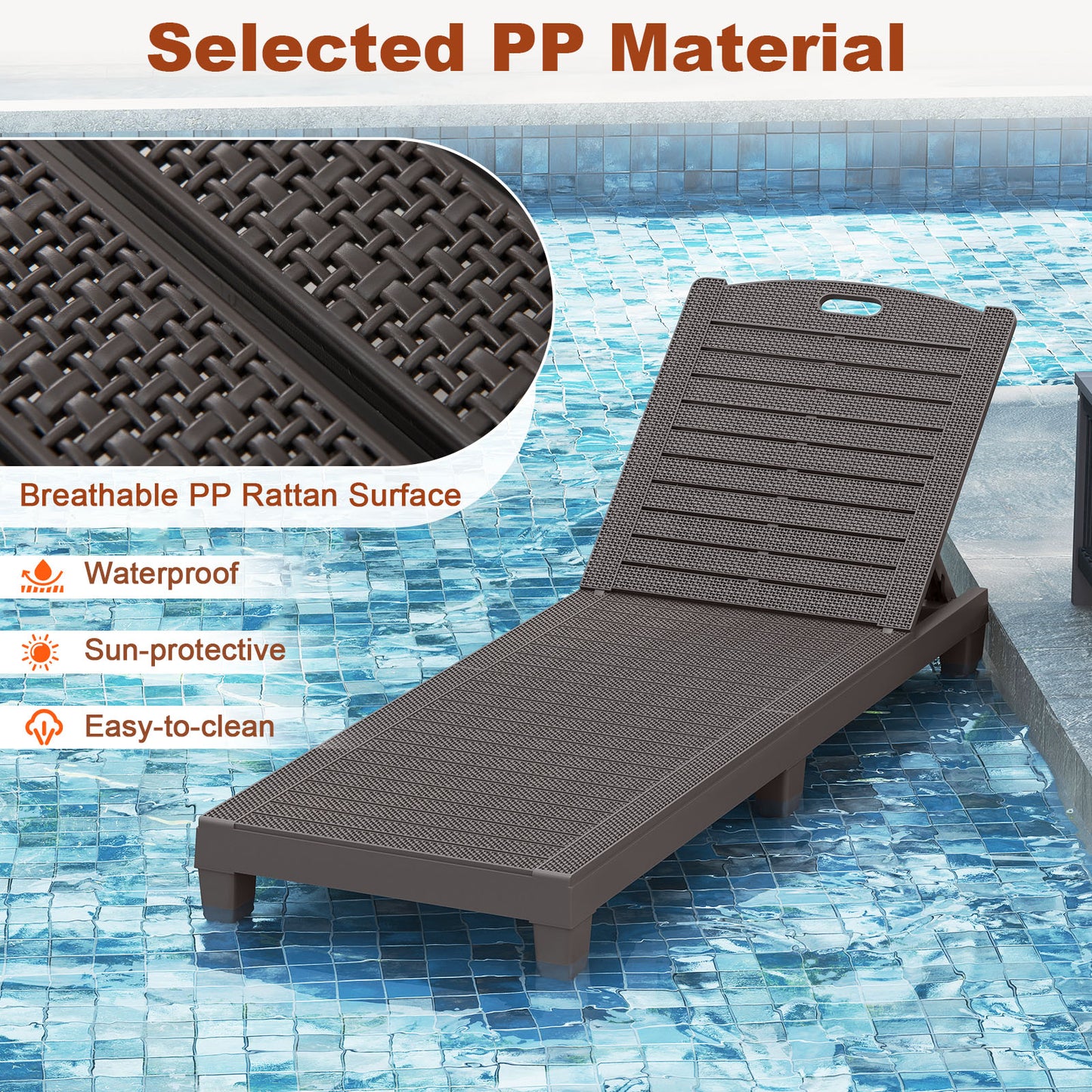 Adjustable Outdoor Chaise Lounge Chairs Set of 2 - 350 lbs