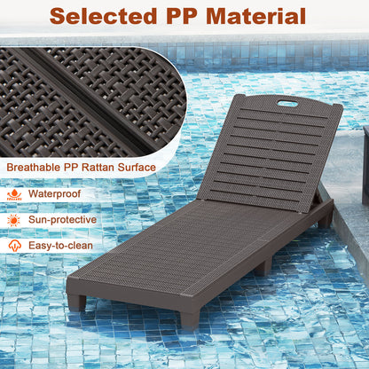 Adjustable Outdoor Chaise Lounge Chairs Set of 2 - 350 lbs
