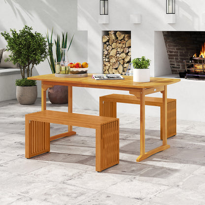 Acacia Wood Patio Bench 36 Inch Outdoor Loveseat