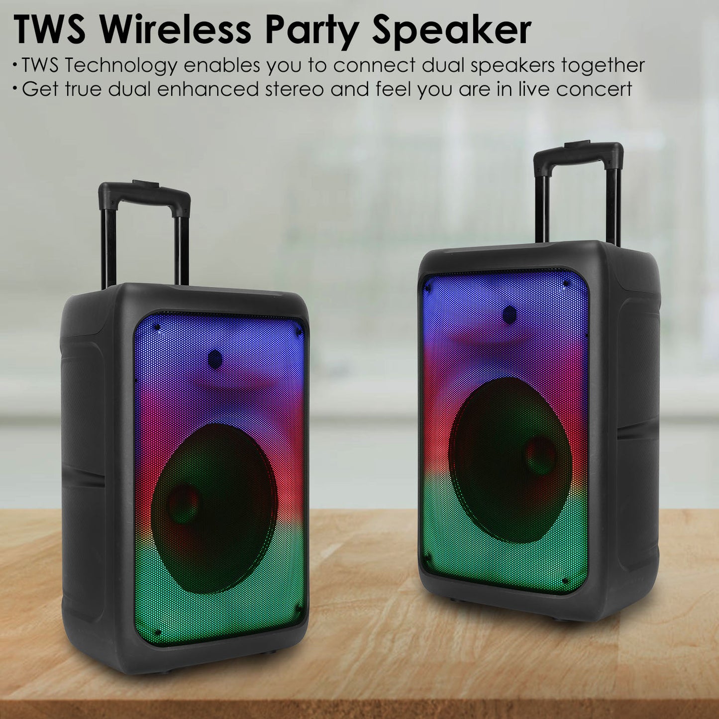 Portable Bluetooth Party Speaker with RGB Lights & Microphone