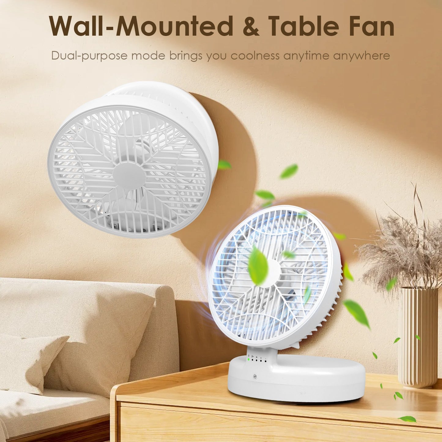 Foldable Desk Fan with 4 Speeds & 90° Adjustable Head