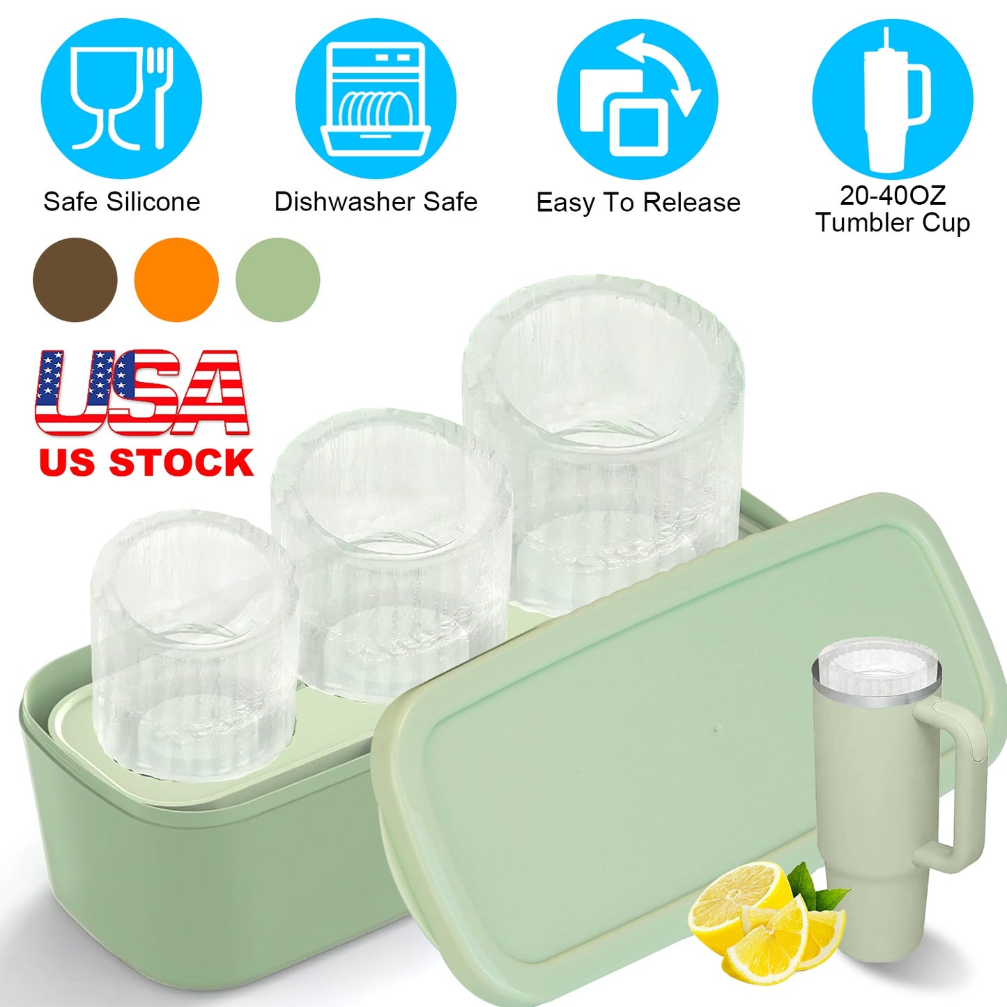 Hollow Cylinder Ice Cube Tray for Stanley Tumblers 20-40oz
