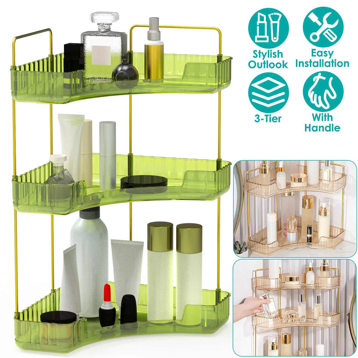 3-Tier Corner Countertop Organizer for Bathroom & Vanity