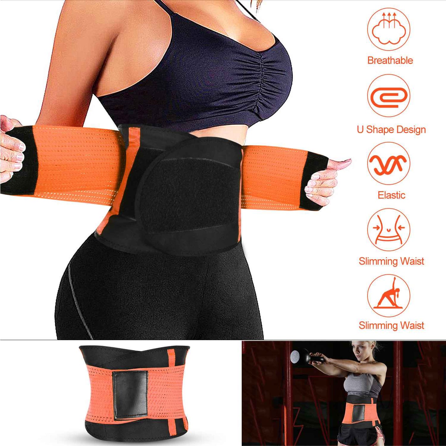 Waist Trainer Belt with Back Support - Adjustable Slimming Band