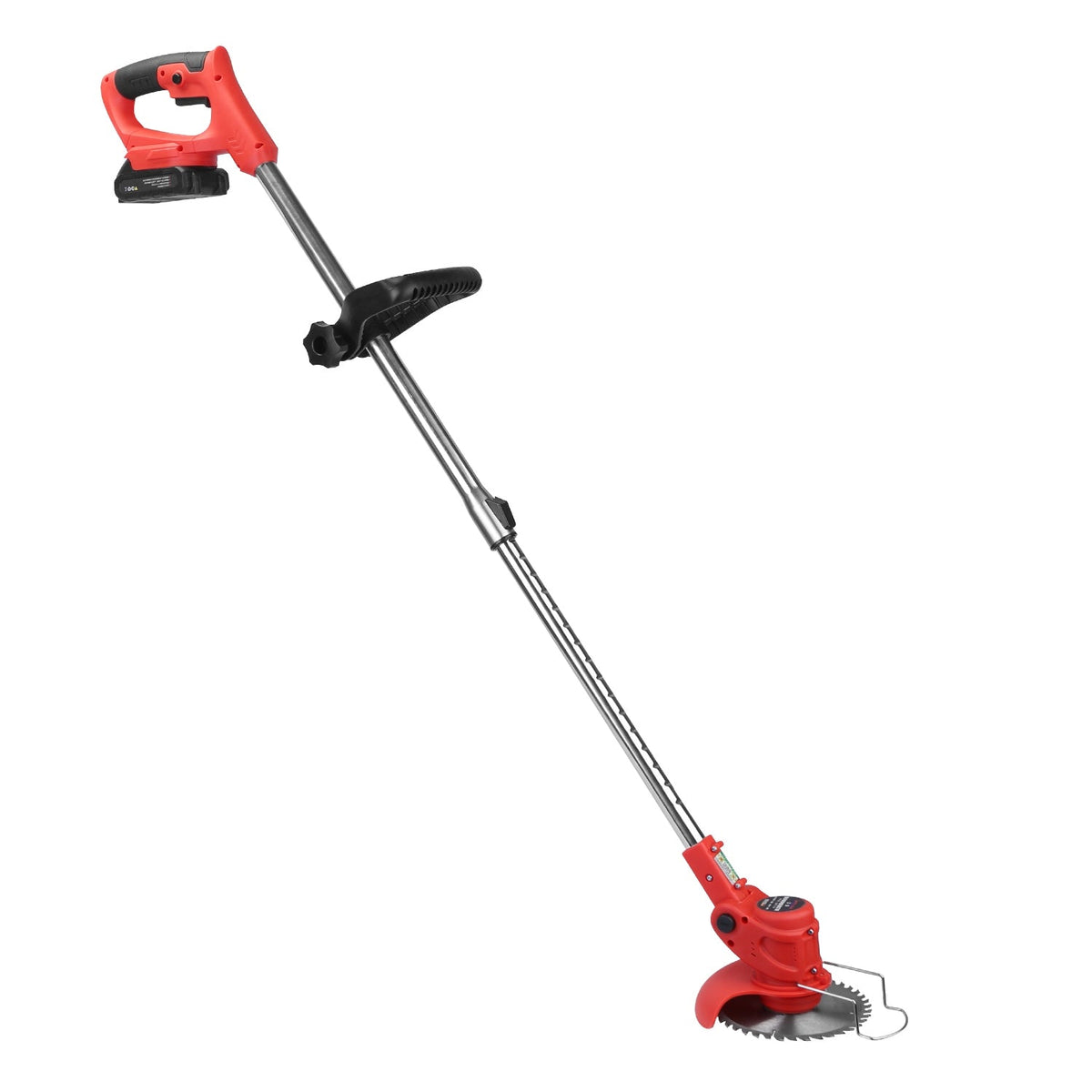 Electric Cordless Grass Trimmer Rechargeable Lawn Mower Weed Cutter with 2 Alloy Saw Blades 2 Alloy Blades 10 Plastic Blades 2 Rechargeable Batteries