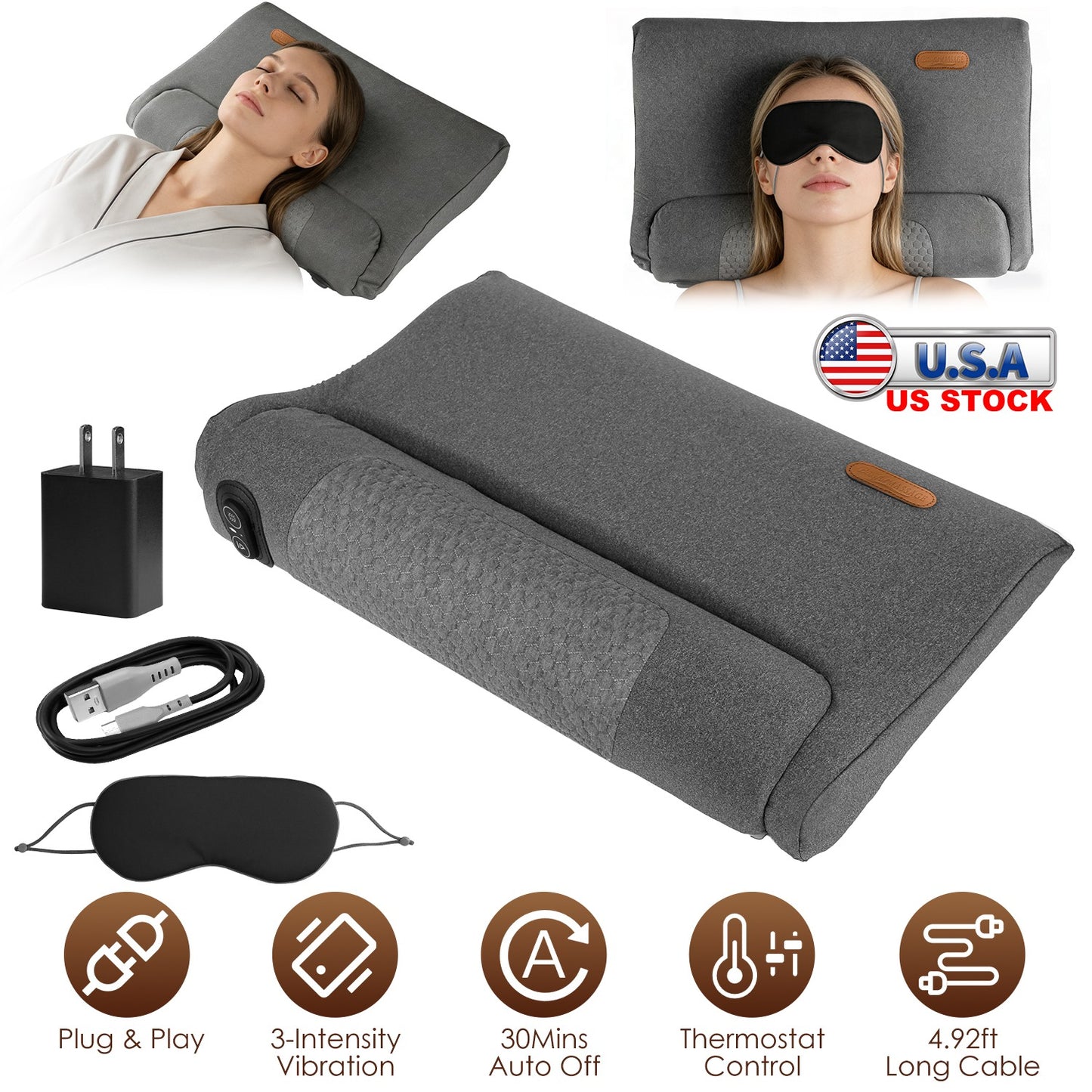 Neck Massager Pillow with Heat & Vibration Memory Foam
