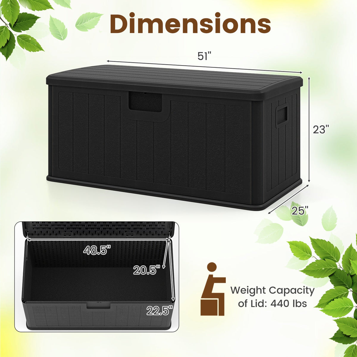 100 Gallon Large Deck Box with Lockable Lid for Patio