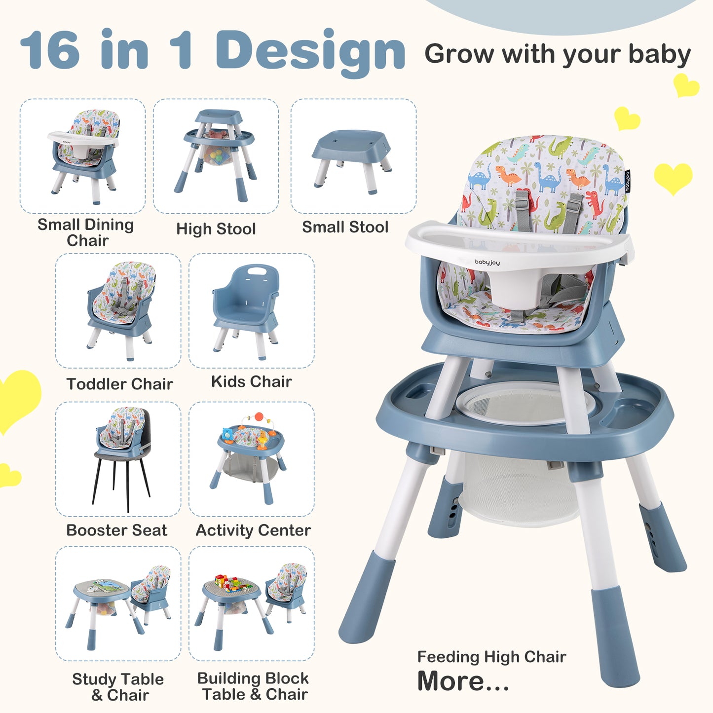 16-in-1 Convertible High Chair with Activity Center