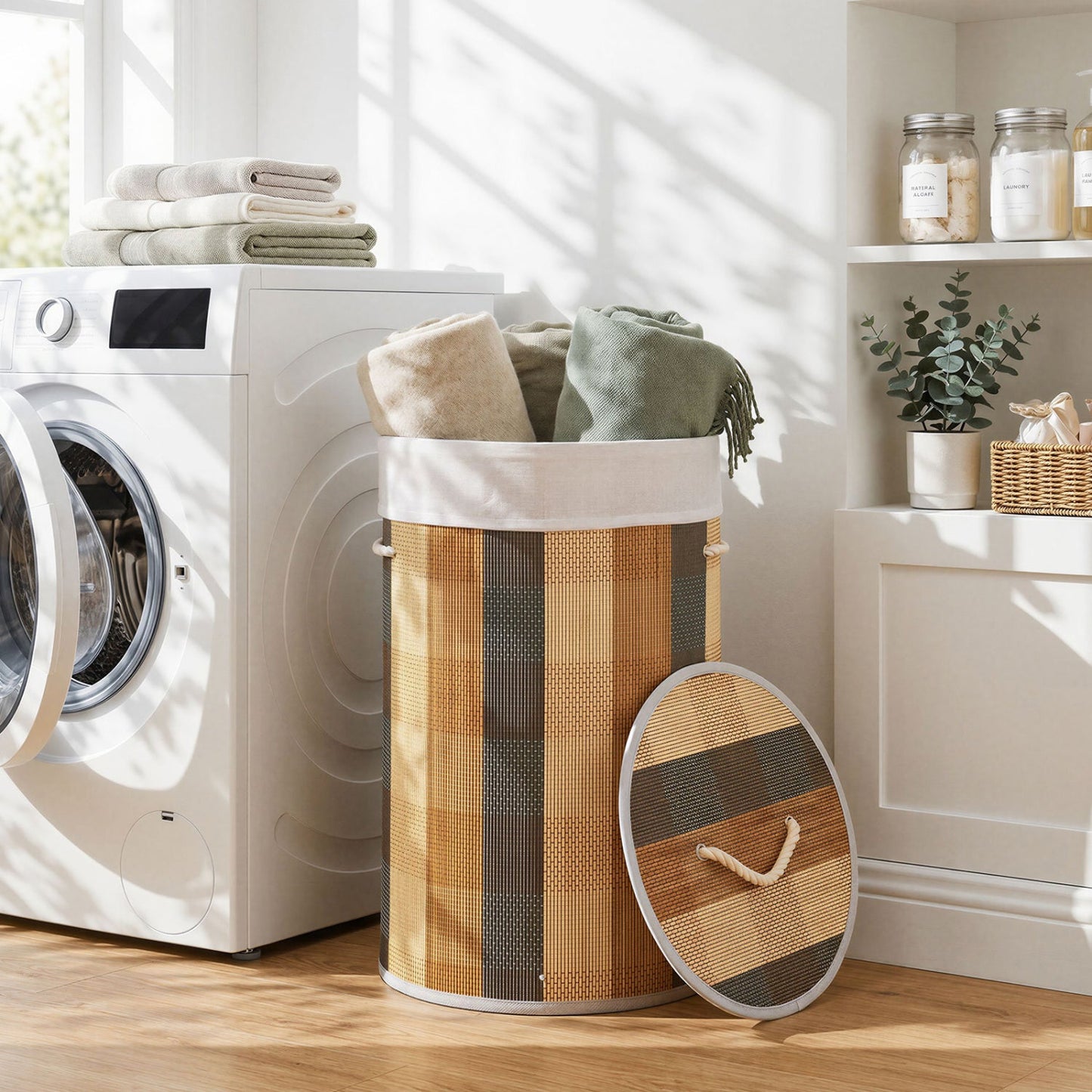 13.2 Gallon Bamboo Laundry Hamper with Removable Liner