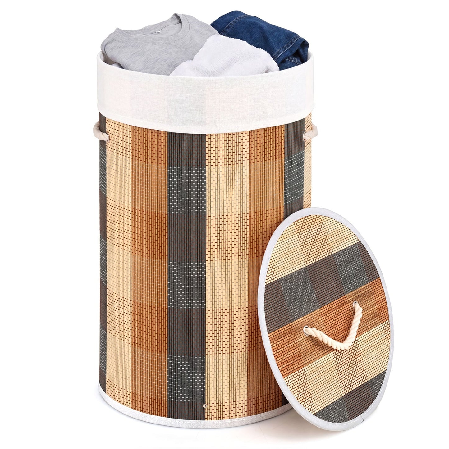 13.2 Gallon Bamboo Laundry Hamper with Removable Liner