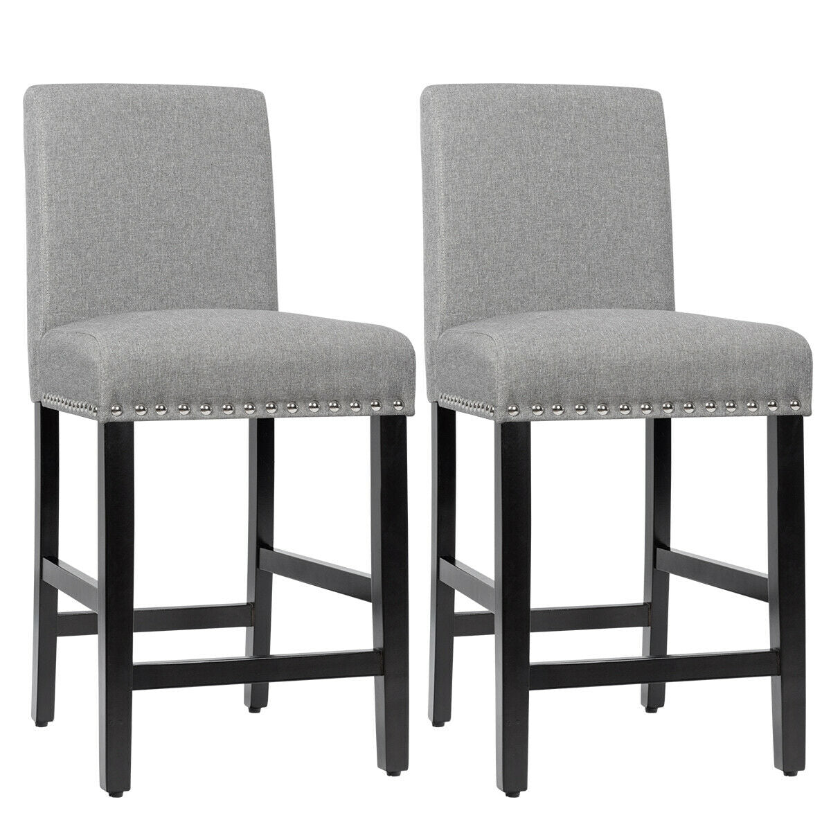 25 Inch Upholstered Bar Stool with Curved Backrest