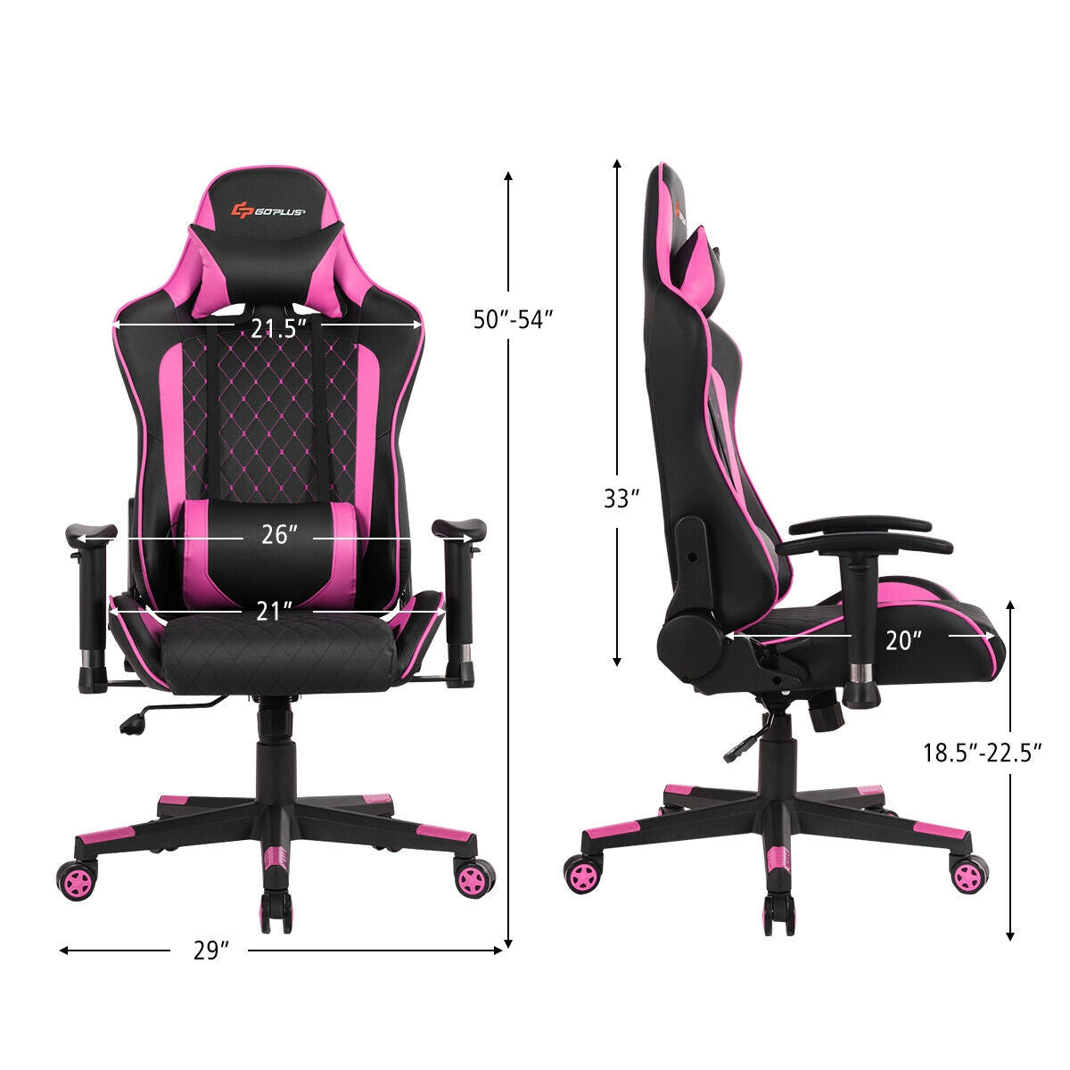 Gaming Chair with Massage Lumbar Support and Headrest