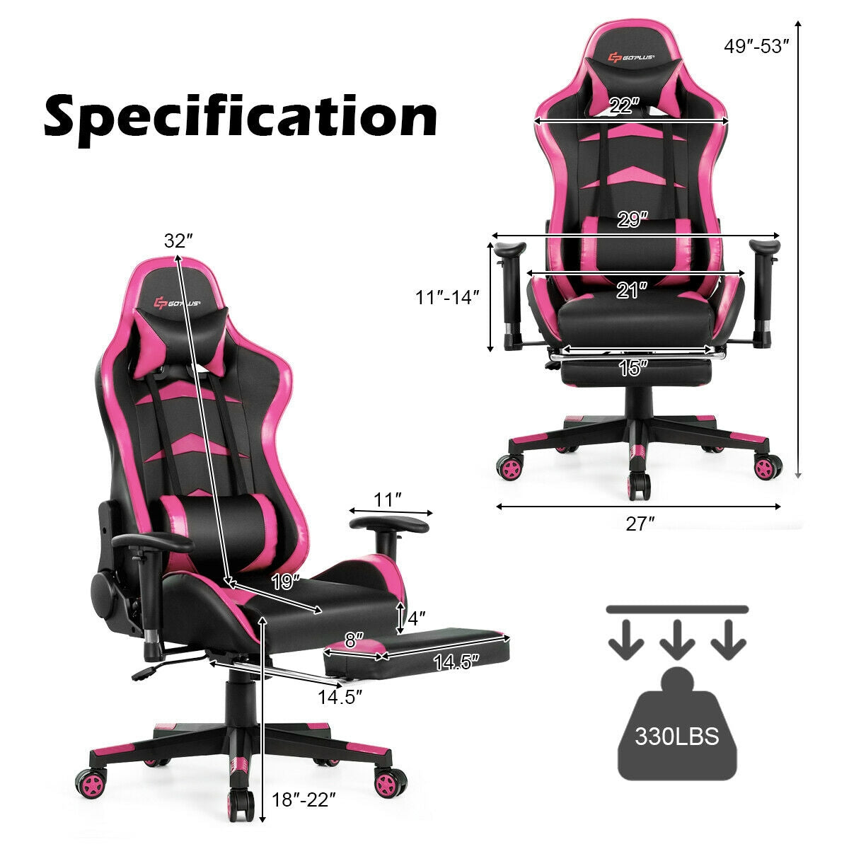 Gaming Chair with Massage Lumbar & Retractable Footrest