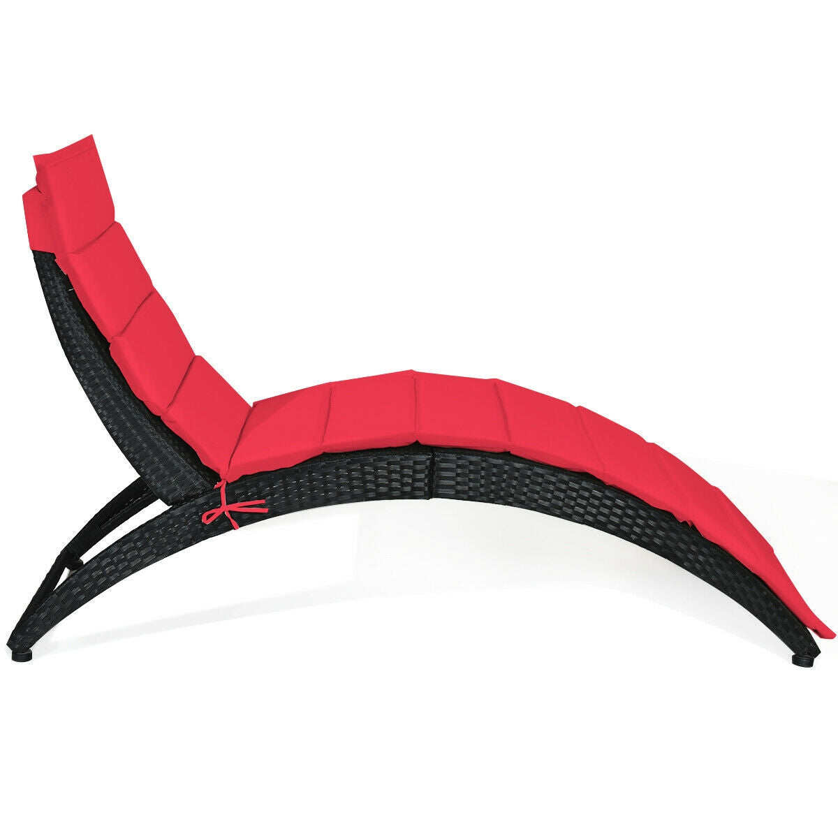 Folding Rattan Lounge Chair with Cushion - Outdoor Patio