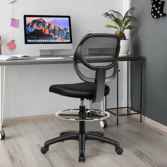 Mid Back Mesh Drafting Chair with Adjustable Height