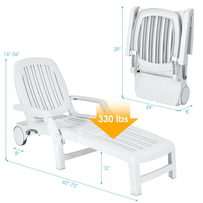 Adjustable Patio Sun Lounger with Wheels and Storage