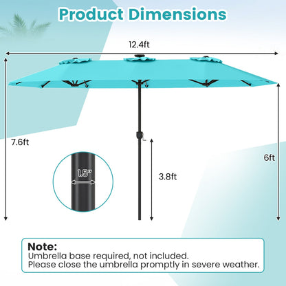 13 FT Double-Sided Patio Umbrella with Color-Changing Flowing Solar LED Lights