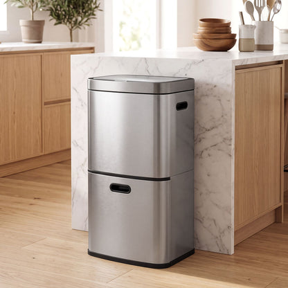 13 Gal Kitchen Trash Can with 3 Removable Bins