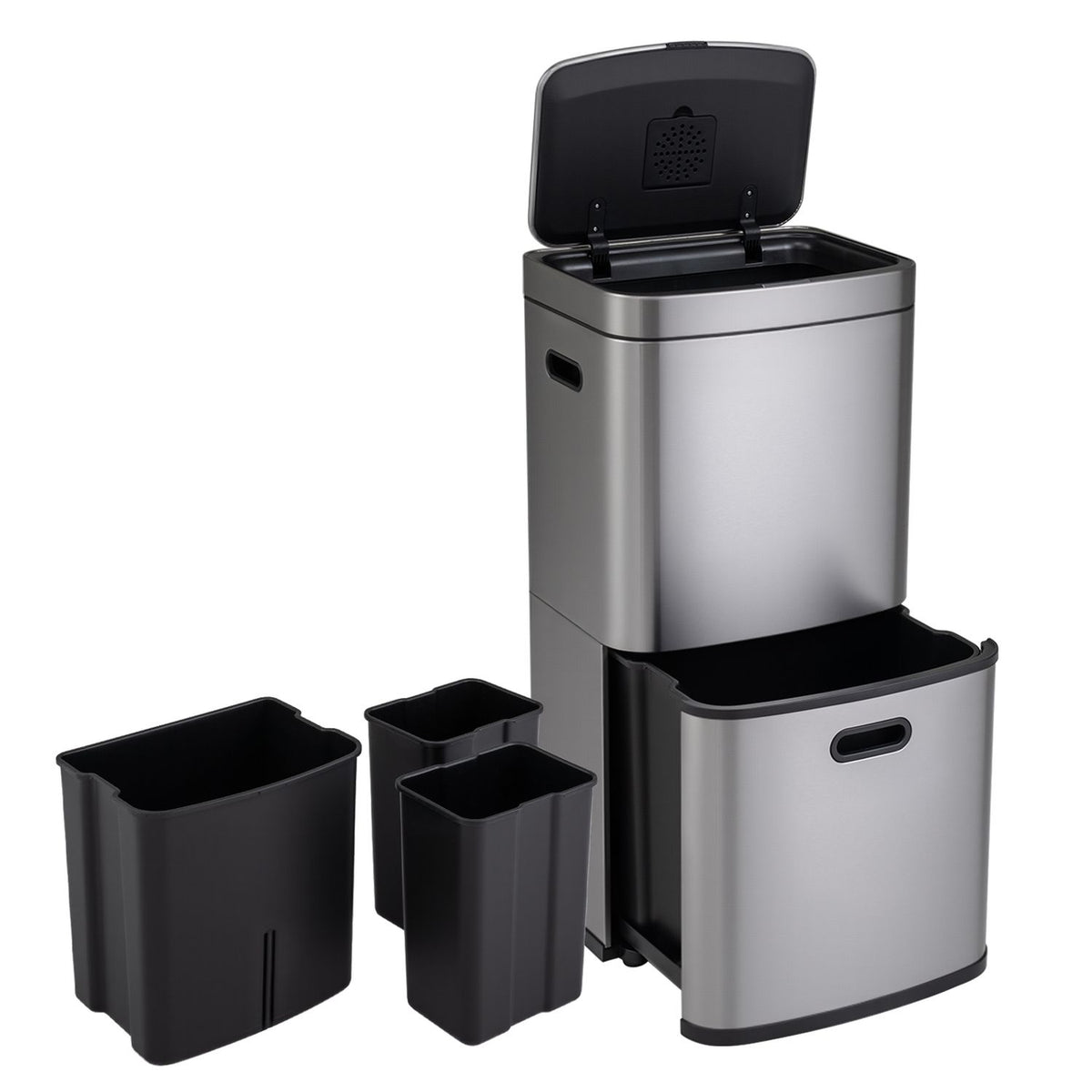 13 Gal Kitchen Trash Can with 3 Removable Bins